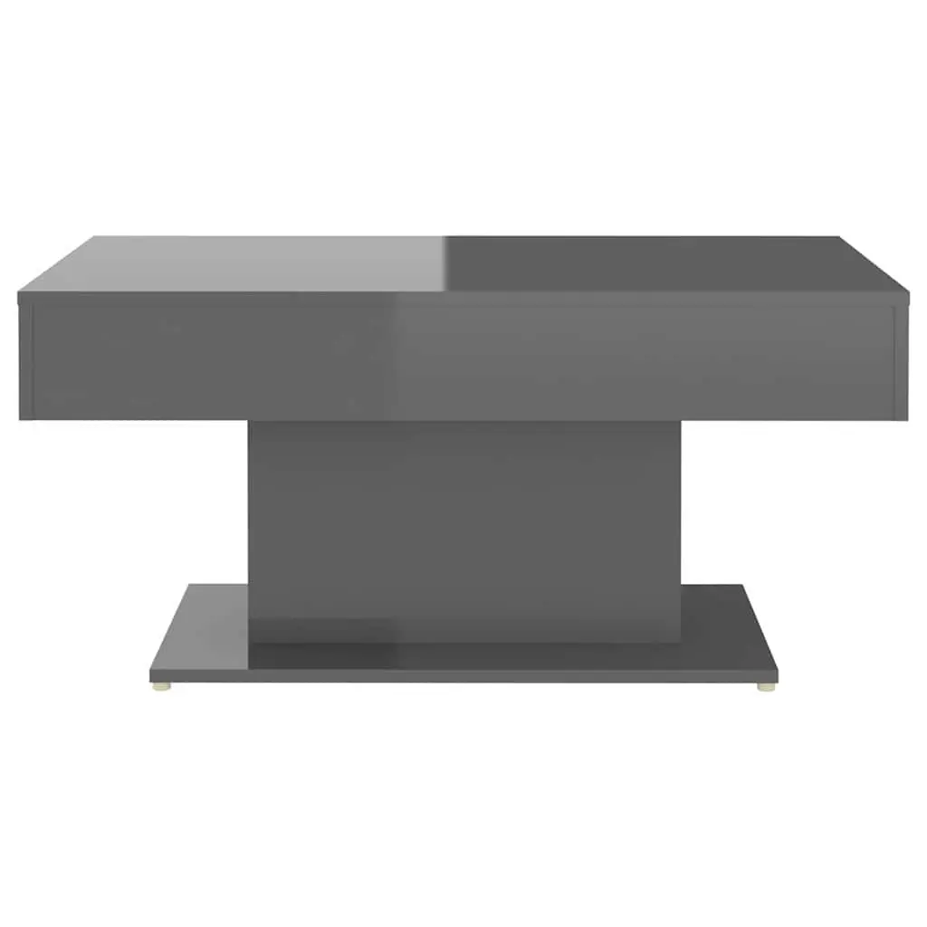 Coffee Table Engineered Wood High Gloss Grey 96x50x45cm Centre Accent