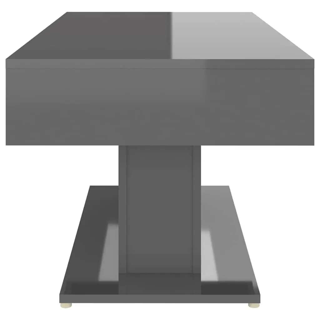 Coffee Table Engineered Wood High Gloss Grey 96x50x45cm Centre Accent
