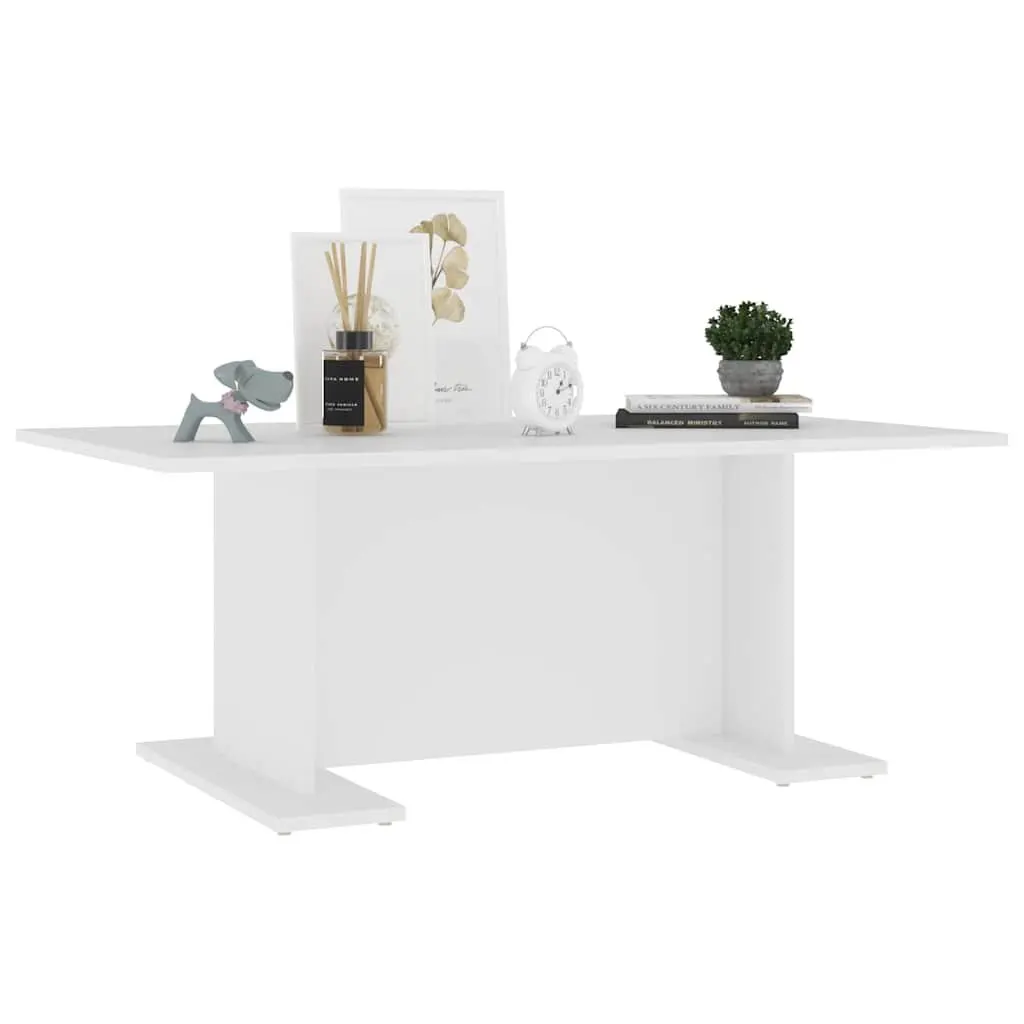 Coffee Table Modern White 103.5L x 60W x 40H cm Engineered Wood