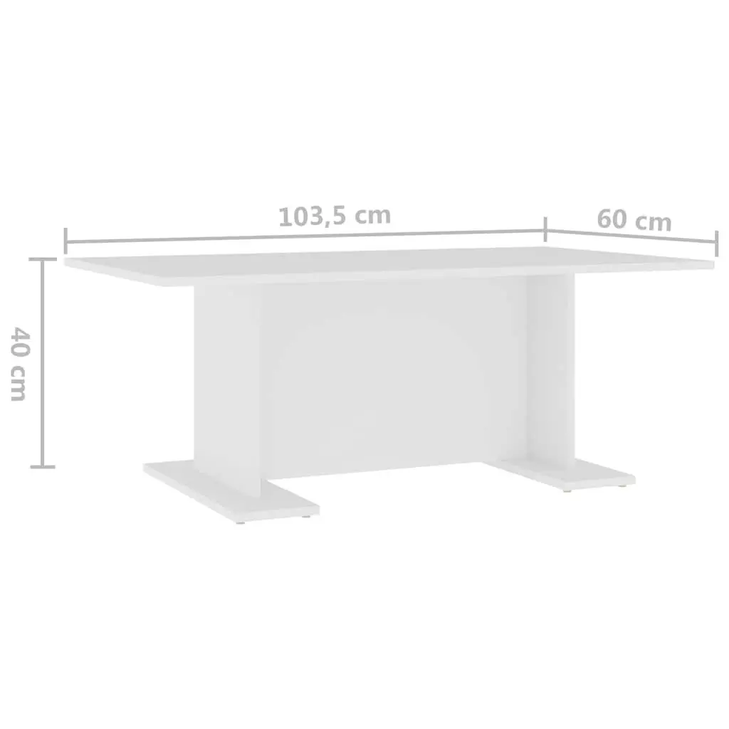 Coffee Table Modern White 103.5L x 60W x 40H cm Engineered Wood