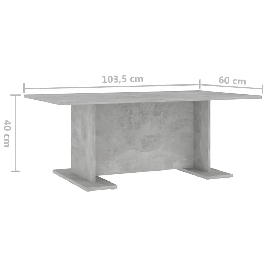 Engineered Wood Coffee Table Grey Modern 103.5L x 60W x 40H cm