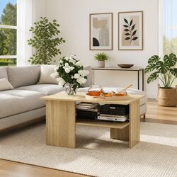 Sonoma Oak Coffee Table with Storage Shelf 90x60x46.5cm