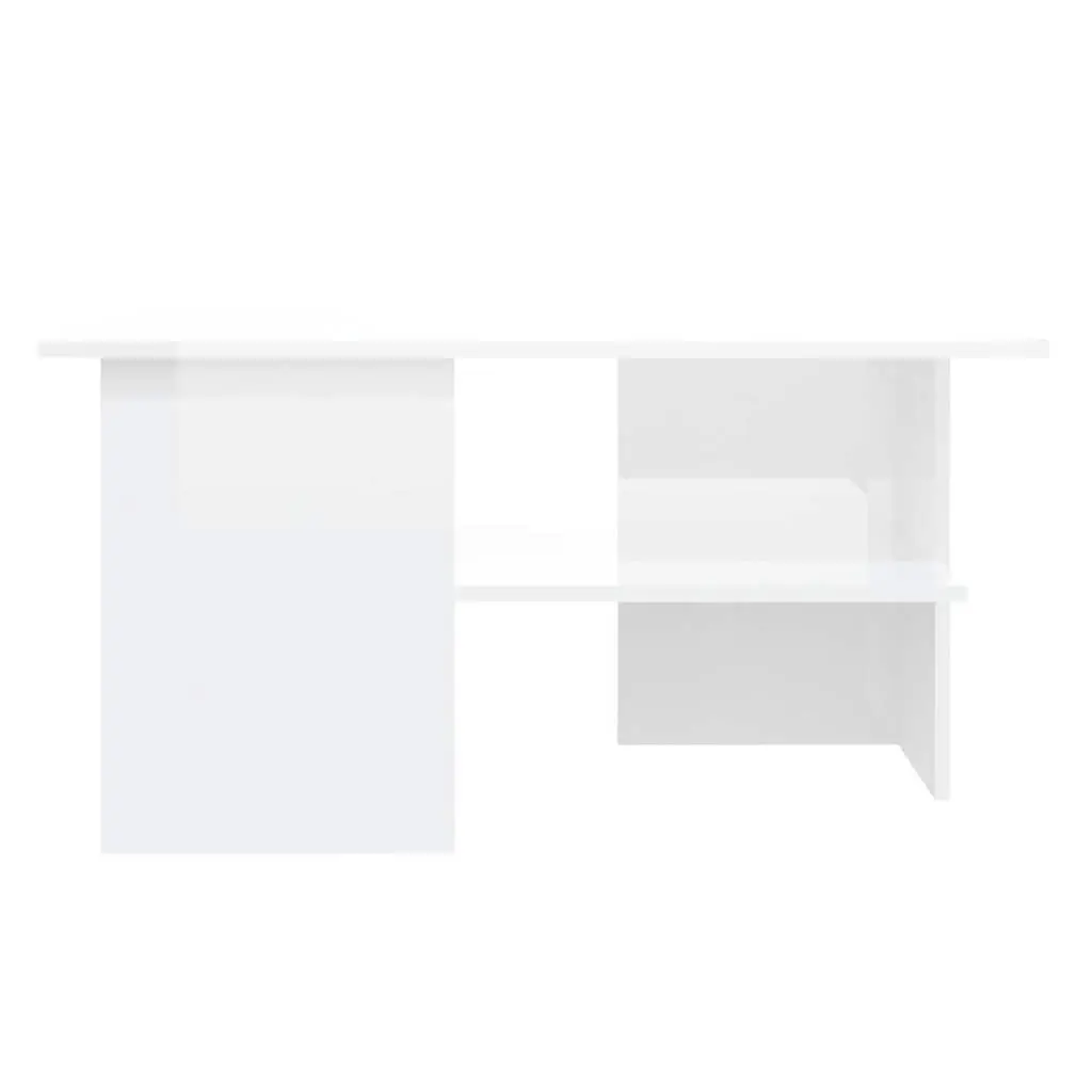 Coffee Table High Gloss White Storage Shelf Modern Engineered Wood 90L x 60W x 46.5H cm