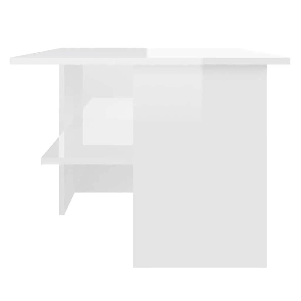Coffee Table High Gloss White Storage Shelf Modern Engineered Wood 90L x 60W x 46.5H cm