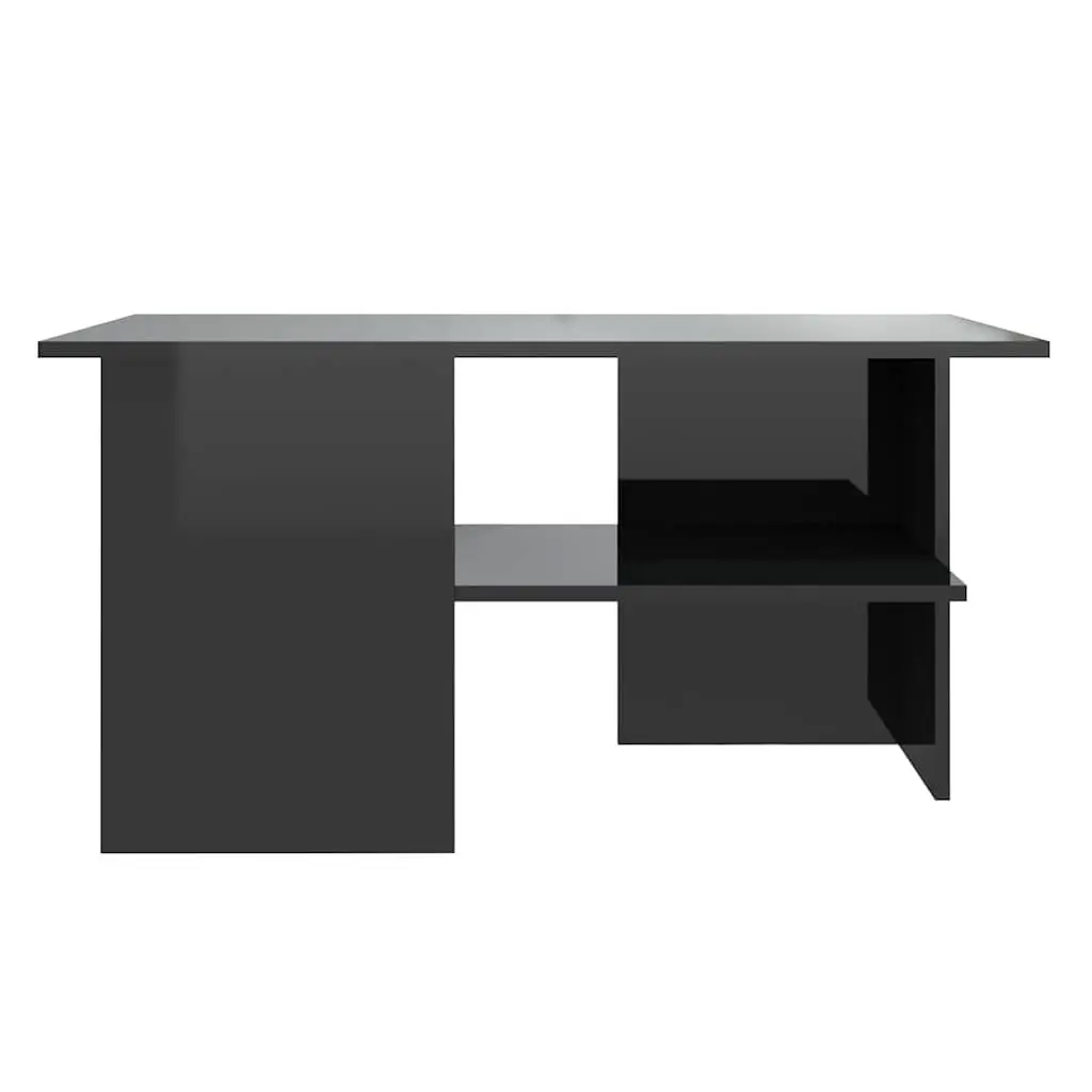 Coffee Table High Gloss Black 90cm Engineered Wood Storage Shelf
