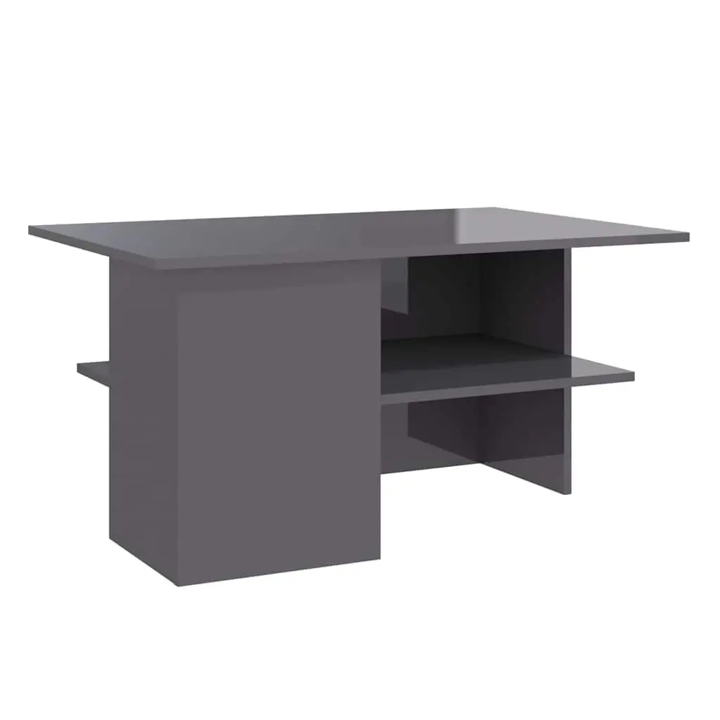 Coffee Table High Gloss Grey Modern 90 x 60 x 46.5 cm Engineered Wood