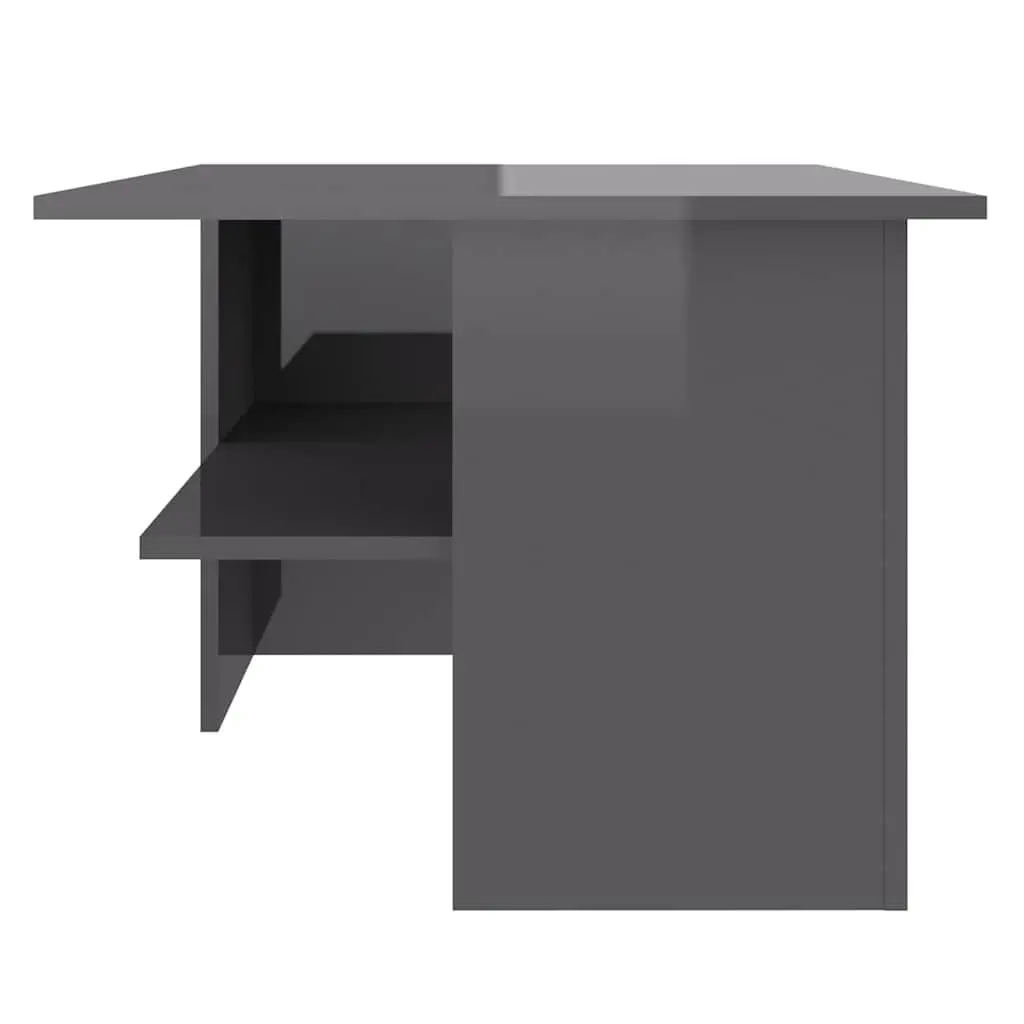Coffee Table High Gloss Grey Modern 90 x 60 x 46.5 cm Engineered Wood