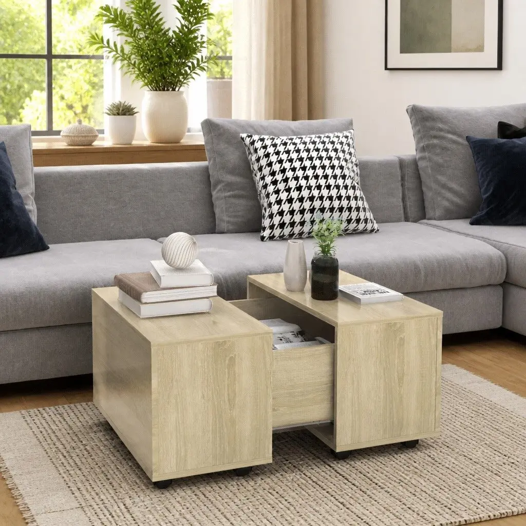 Sonoma Oak Extendable Coffee Table with Wheels