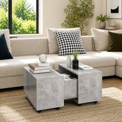 Stylish Grey Coffee Table with Extendable Design and Wheels