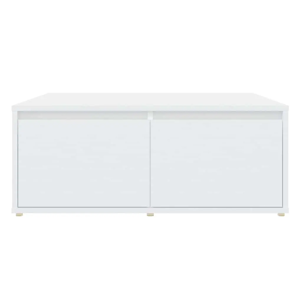 White Coffee Table with Storage for Living Room 80x80x31cm