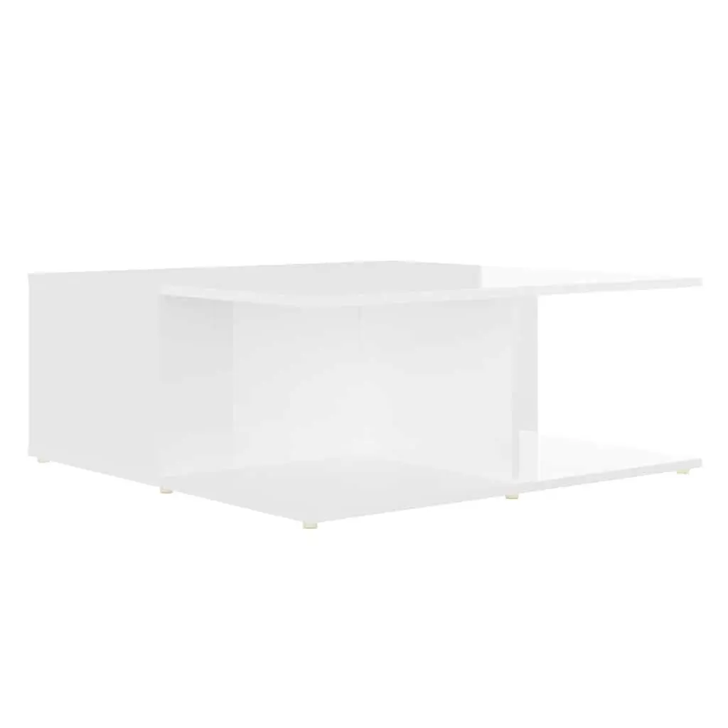 White Coffee Table with Storage for Living Room 80x80x31cm