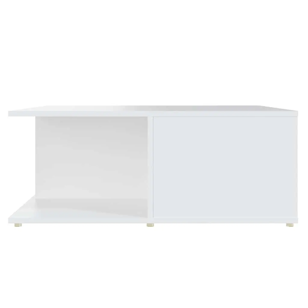 White Coffee Table with Storage for Living Room 80x80x31cm
