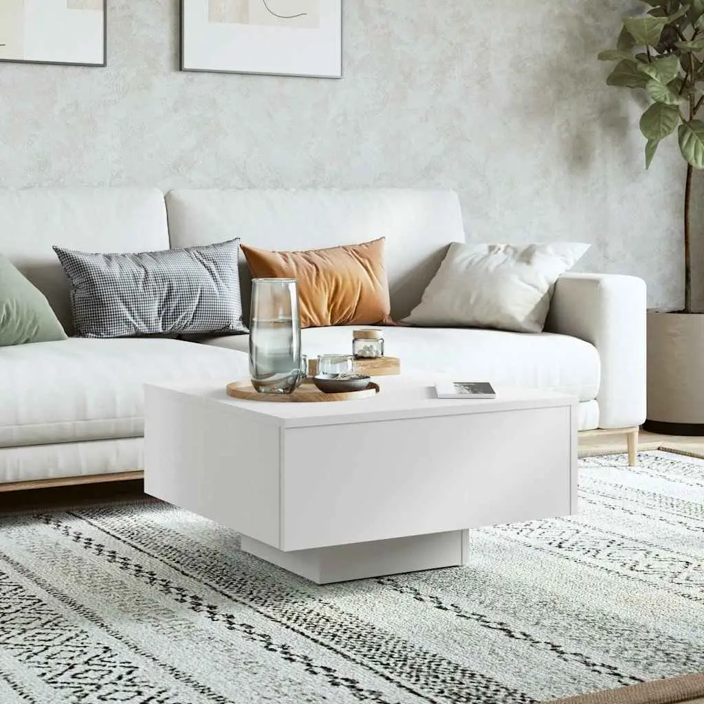Coffee Table White 60x60x31.5 cm Engineered Wood Centre Living Room Accent