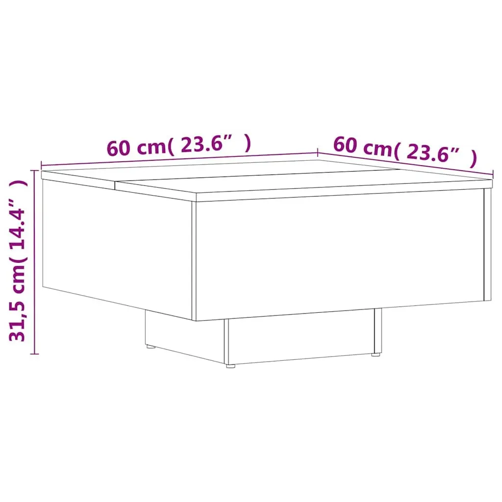 Coffee Table White 60x60x31.5 cm Engineered Wood Centre Living Room Accent