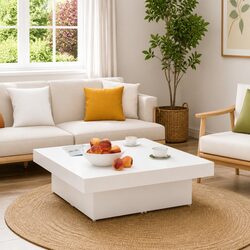 White Coffee Table 90x90x28cm for Living Rooms