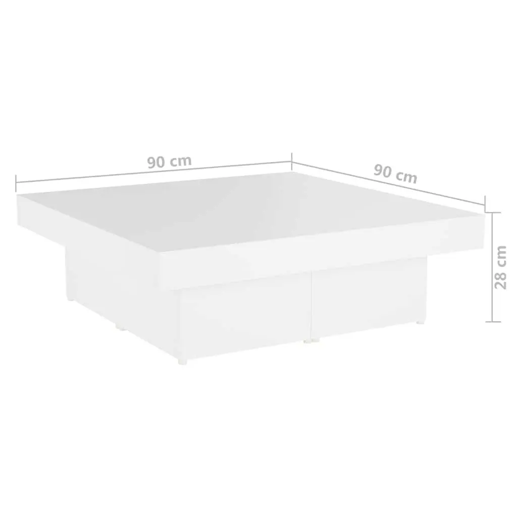 White Coffee Table 90x90x28cm for Living Rooms