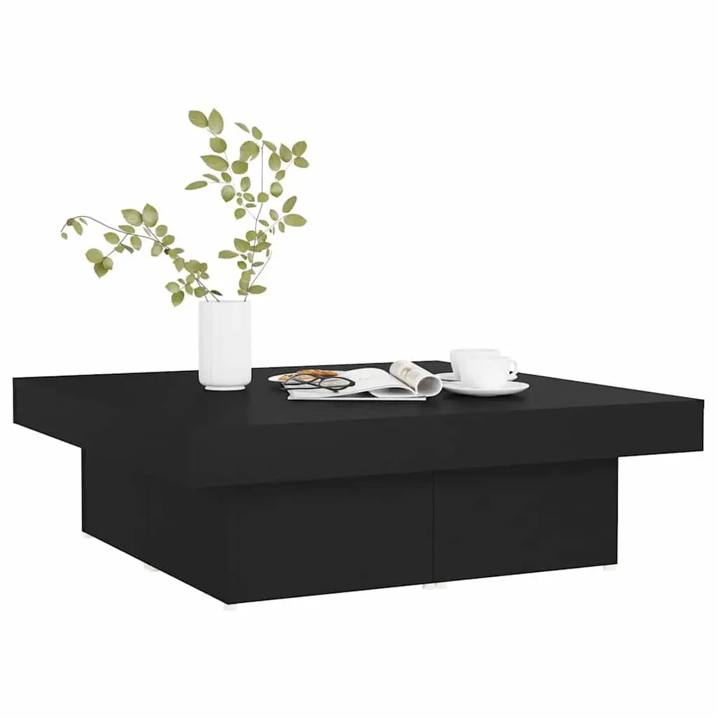 Coffee Table Black Square Living Room Accent Furniture Modern Design 90x90x28cm