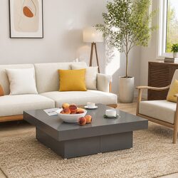 Inviting Grey Coffee Table 90x90x28cm for Living Spaces