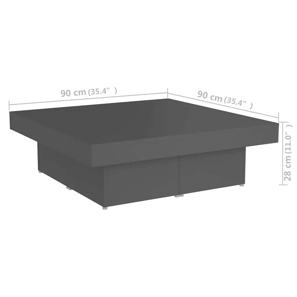 Coffee Table Grey 90x90x28cm Accent Living Room Centre Table Engineered Wood