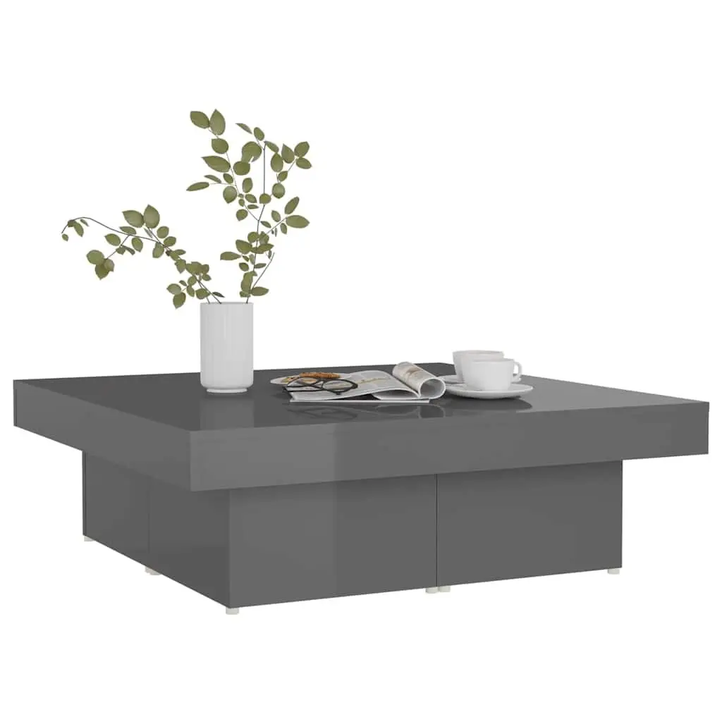 Coffee Table Grey High Gloss 90cm Modern Living Room Centre Table 28cm