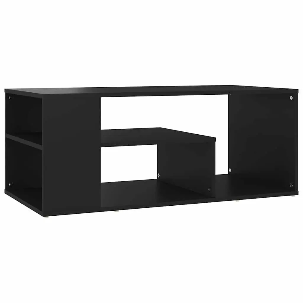 Coffee Table Black Storage Shelves Accent Living Room Furniture Modern Design
