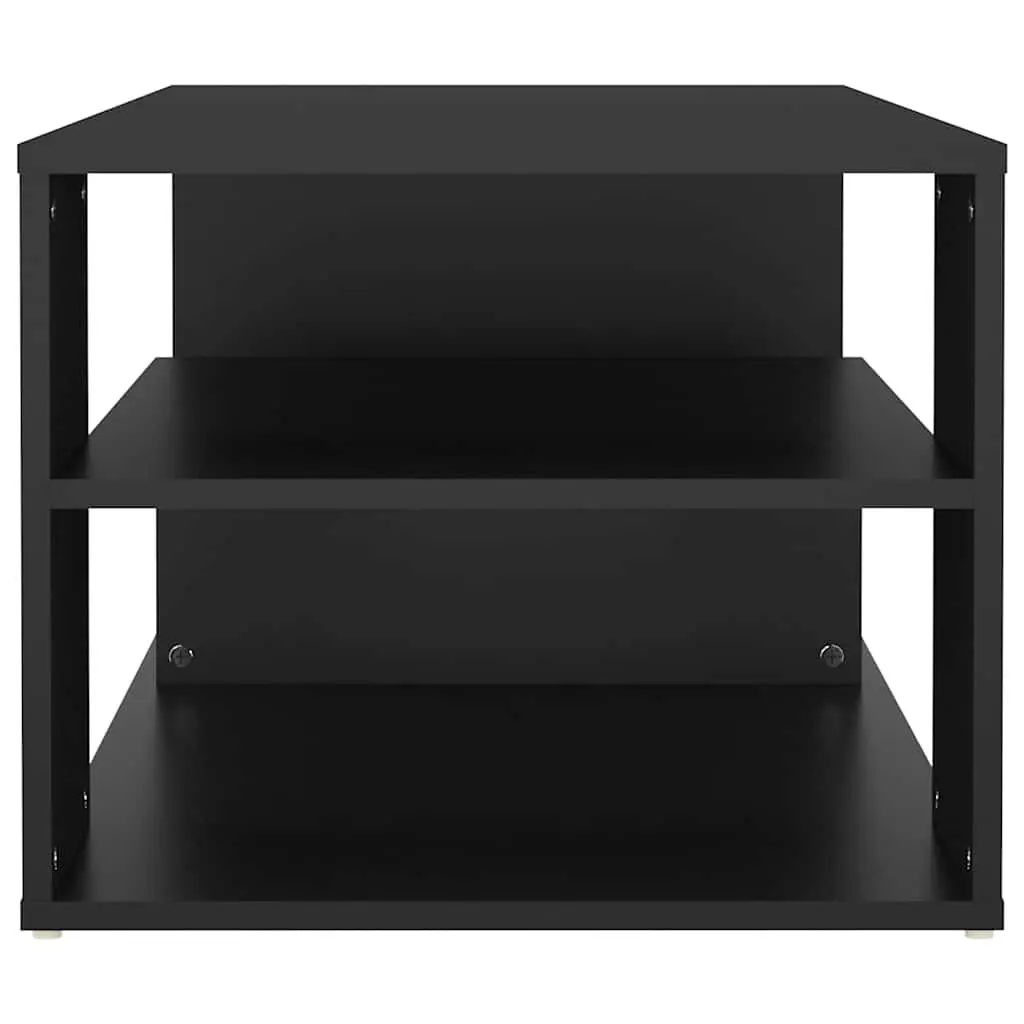Coffee Table Black Storage Shelves Accent Living Room Furniture Modern Design