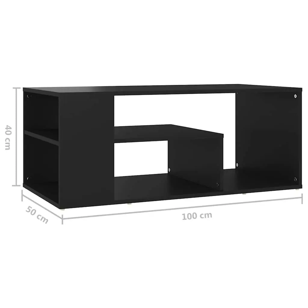 Coffee Table Black Storage Shelves Accent Living Room Furniture Modern Design