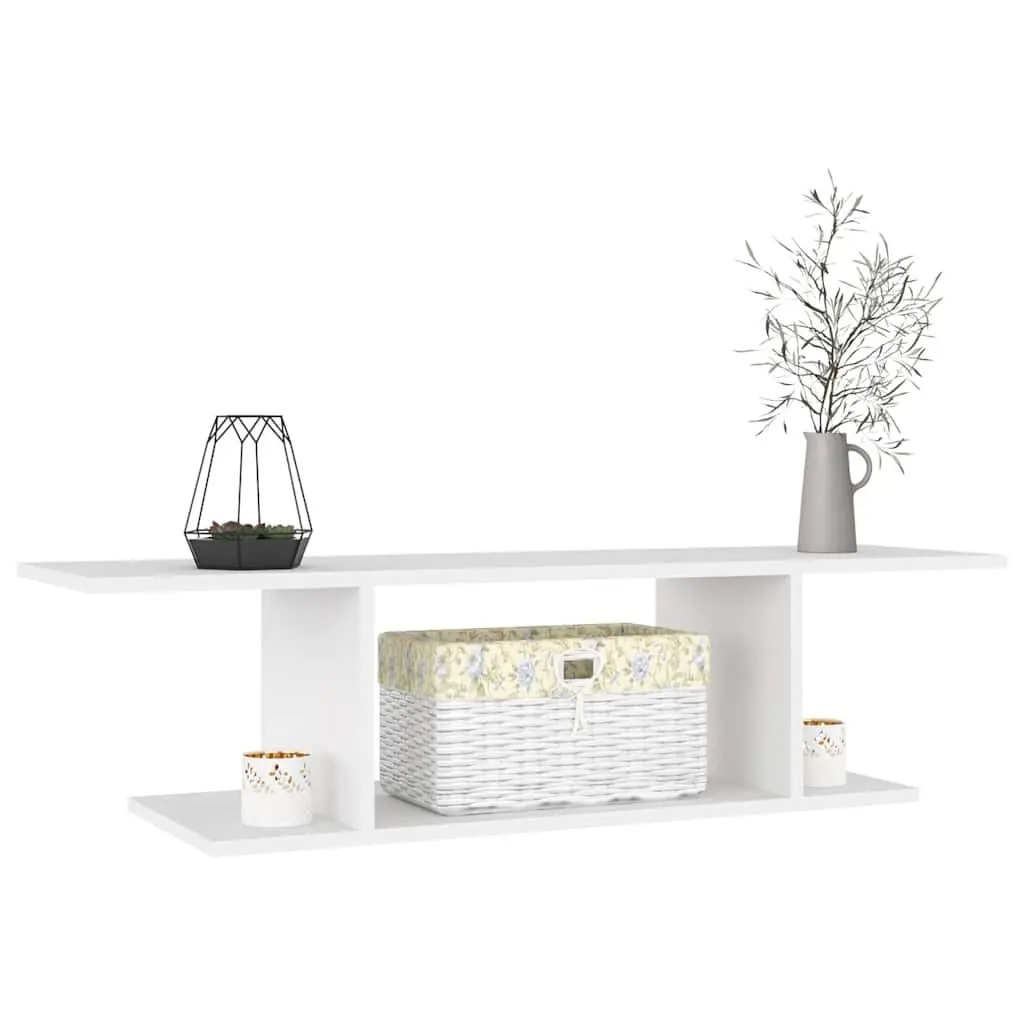 Wall Mounted TV Cabinet White Open Shelving Storage Unit 103 x 30 x 26.5 cm
