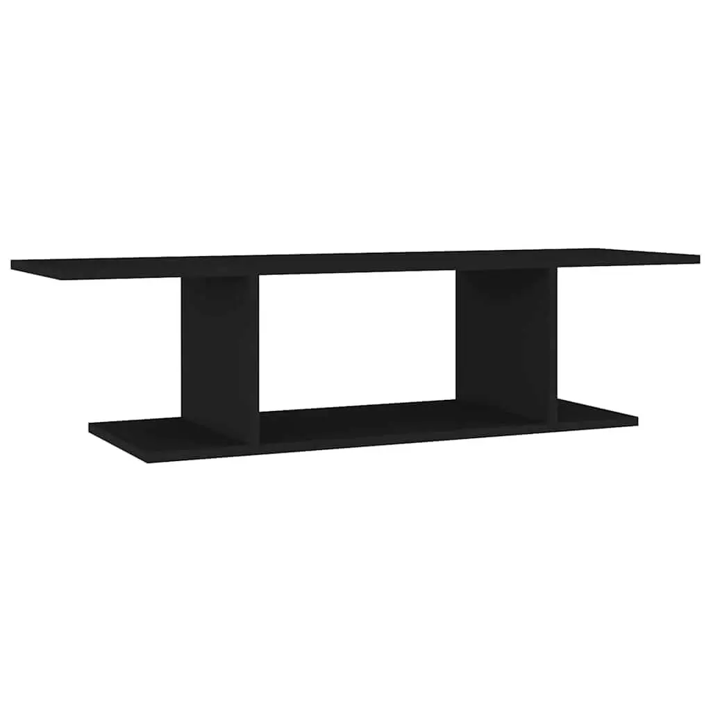Wall Mounted TV Cabinet Black Floating Shelf Unit 103cm Wood