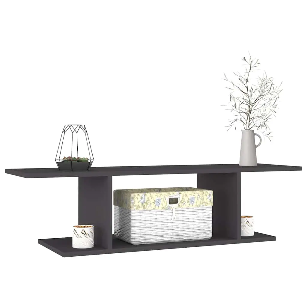 Floating Shelf Unit Grey Wall Mounted TV Cabinet Media Storage 103x30x26.5cm