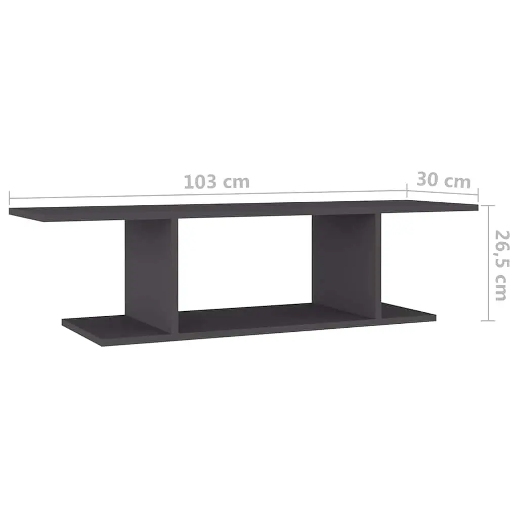 Floating Shelf Unit Grey Wall Mounted TV Cabinet Media Storage 103x30x26.5cm