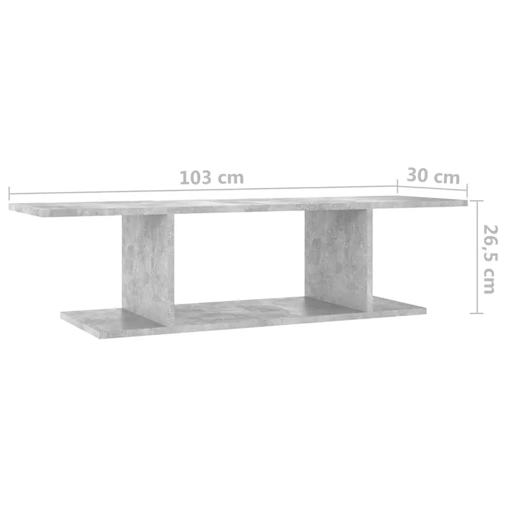 Wall Mounted TV Cabinet Grey 103 x 30 x 26.5 cm Durable Media Console Unit