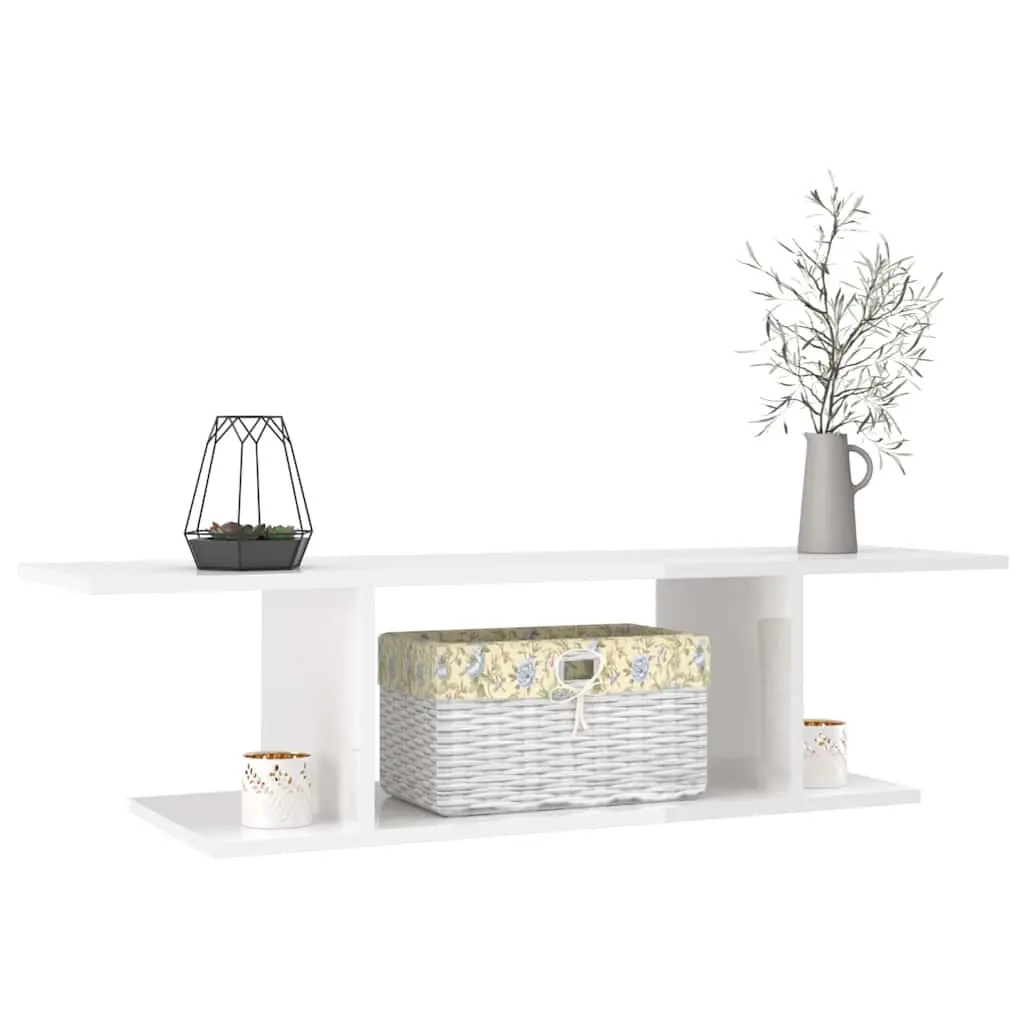 Wall Mounted TV Cabinet White Gloss Modern 103cm MDF