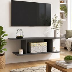 High Gloss Grey Wall Mounted TV Cabinet for Living Rooms