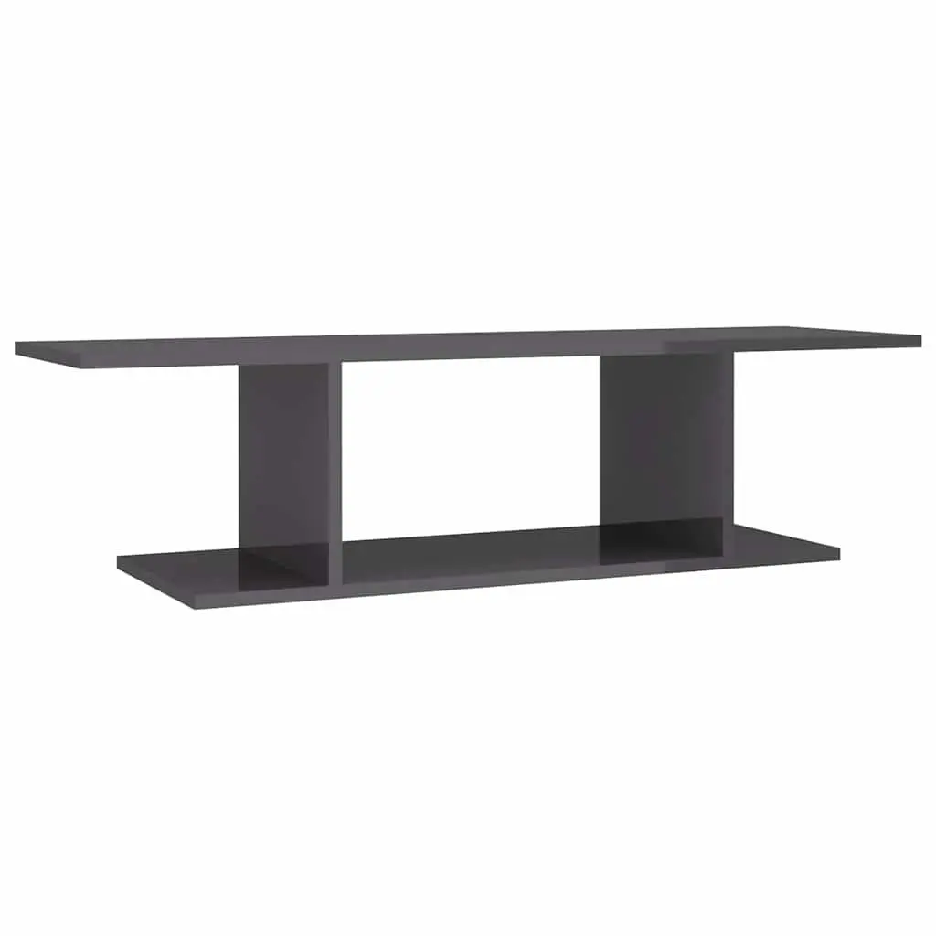 Wall Mounted TV Cabinet High Gloss Grey Storage Unit 103cm