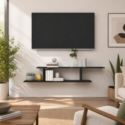 Black Floating TV Shelf for Stylish Home Display