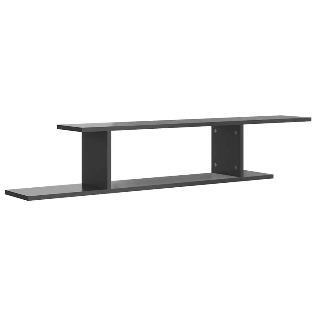 Wall-Mounted TV Shelf High Gloss Grey 125cm Engineered Wood