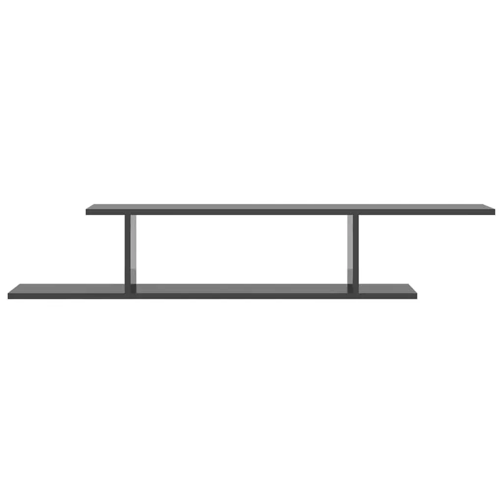 Wall-Mounted TV Shelf High Gloss Grey 125cm Engineered Wood