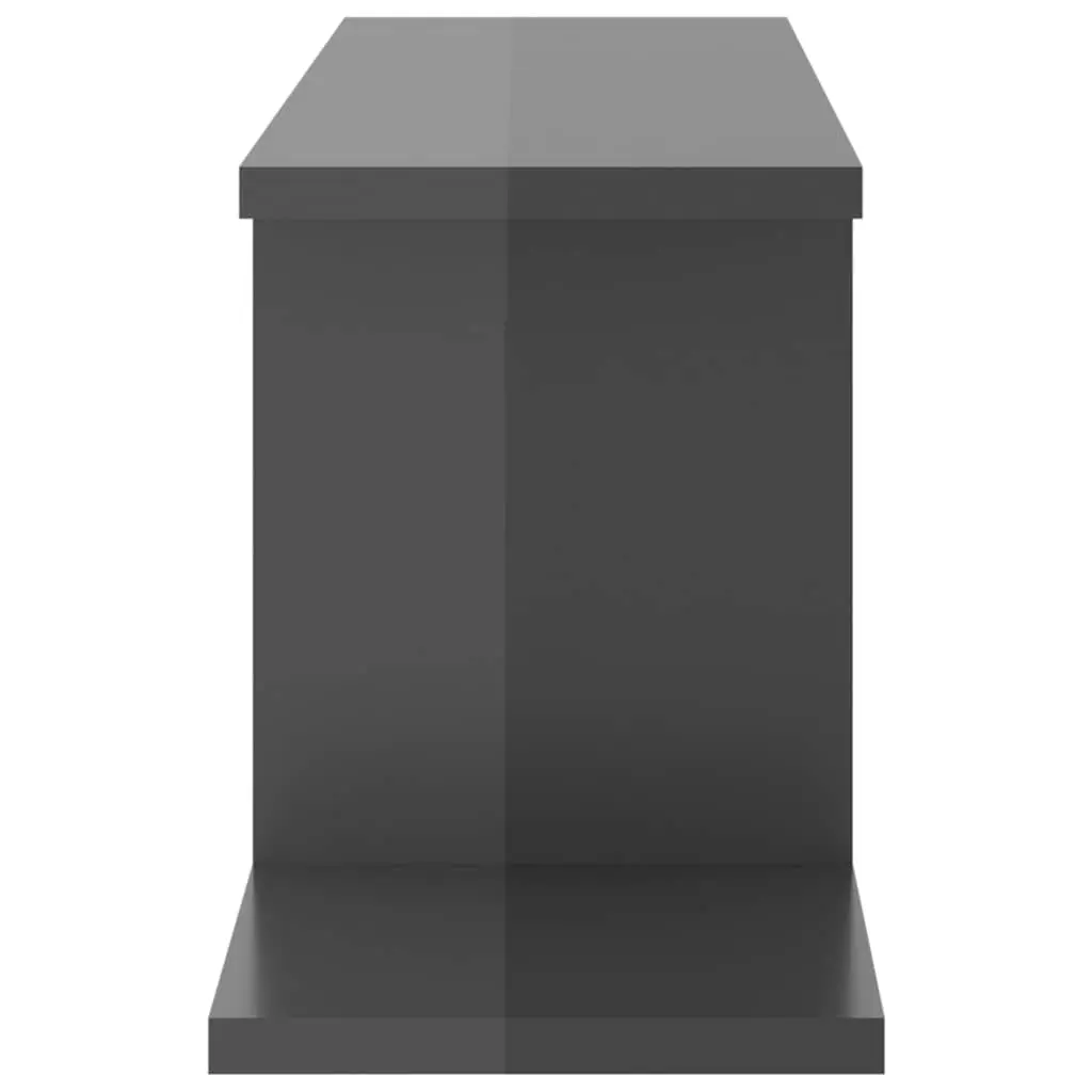 Wall-Mounted TV Shelf High Gloss Grey 125cm Engineered Wood