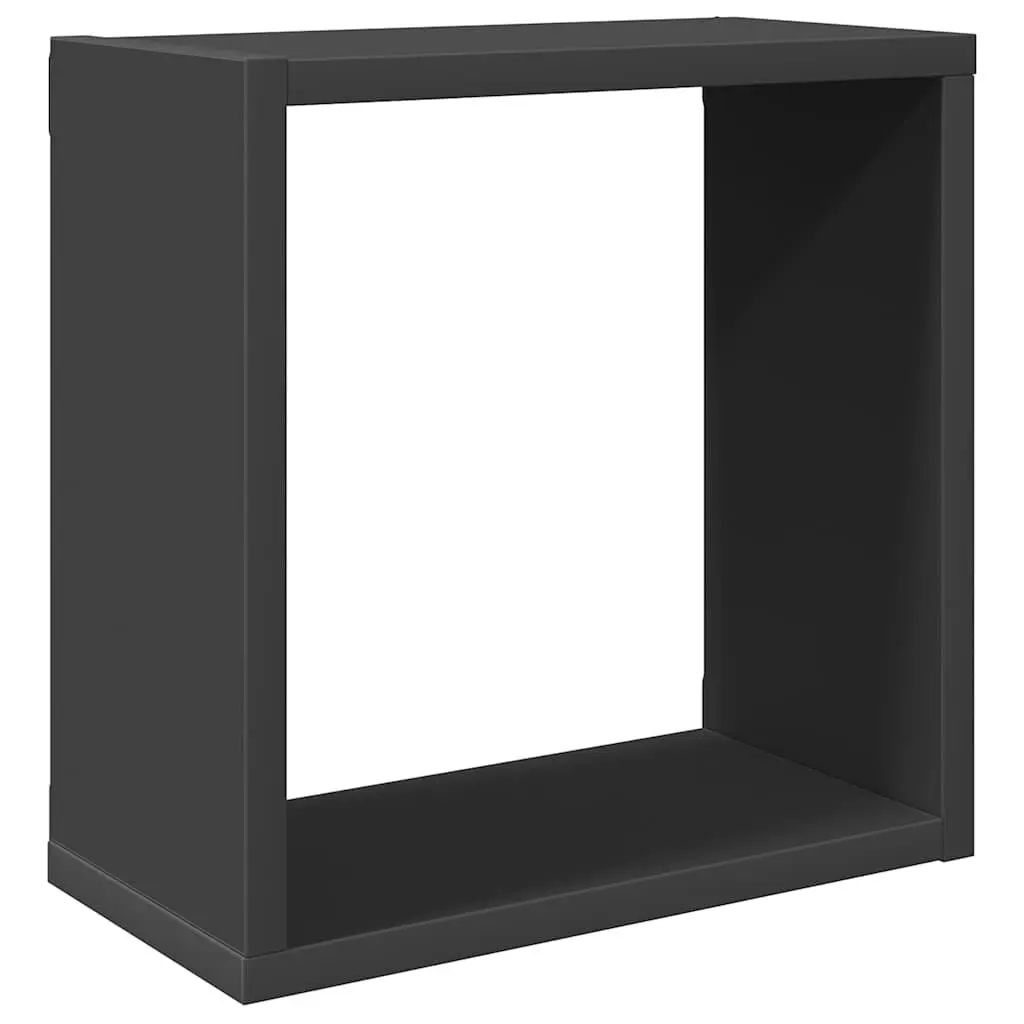 Wall Cube Shelves Floating Storage Display Set Grey 30x15x30cm Wood