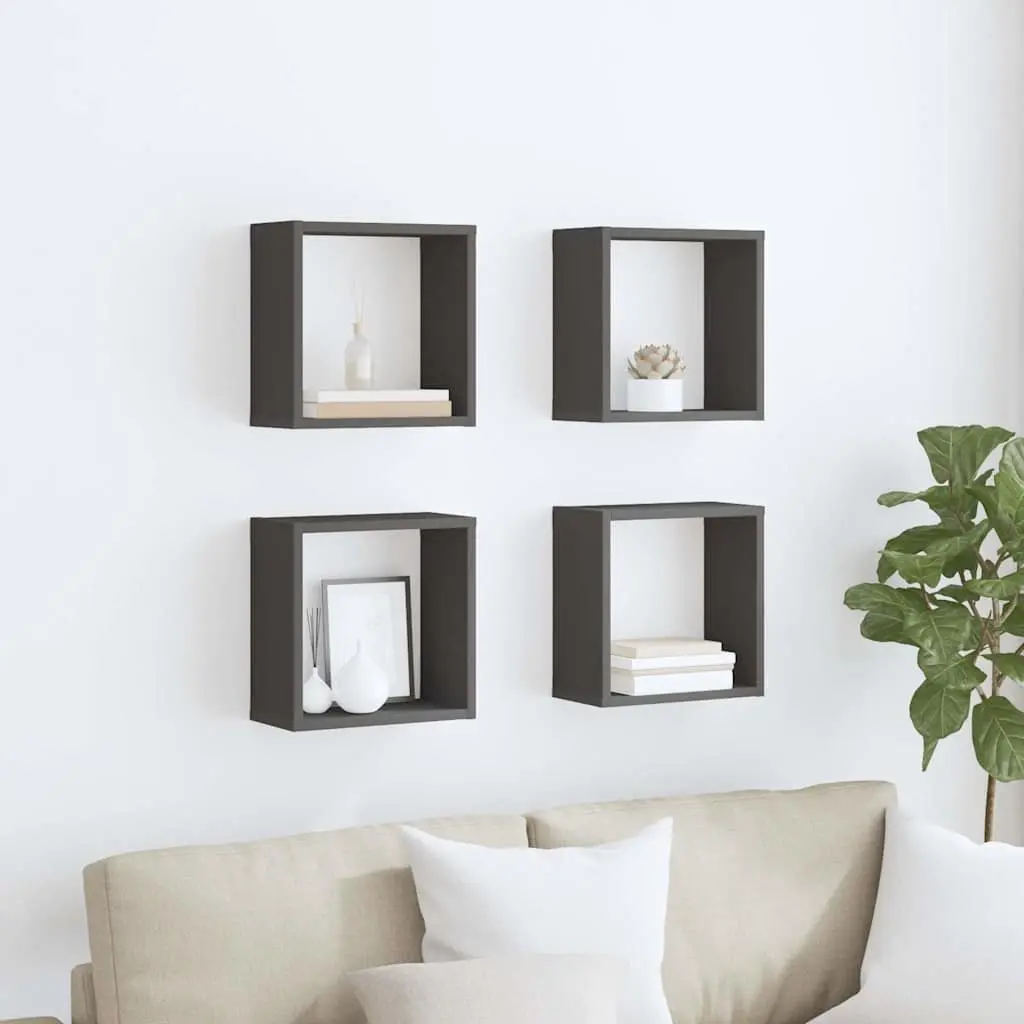 Wall Cube Shelves Grey Floating Storage Display 30 x 15 x 30 cm