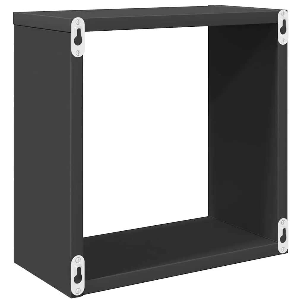 Wall Cube Shelves Set Grey Floating Storage Display Organizer 6 Piece