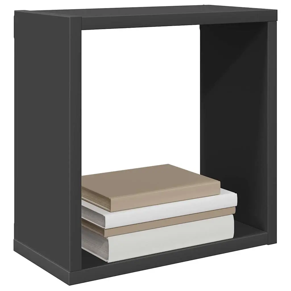 Wall Cube Shelves Set Grey Floating Storage Display Organizer 6 Piece