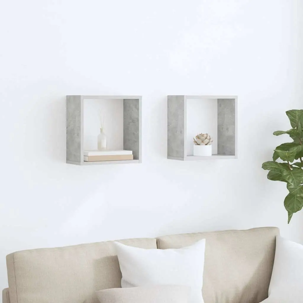 Wall Cube Shelves Grey Floating Storage Display 30 x 15 x 30 cm