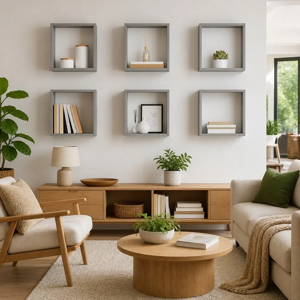 Wall Cube Shelves Grey Floating Storage Display 30 x 15 x 30 cm