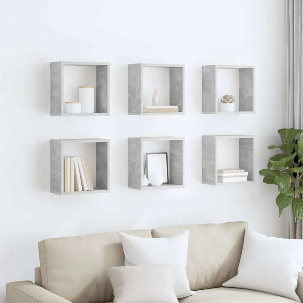 Wall Cube Shelves Grey Floating Storage Display 30 x 15 x 30 cm