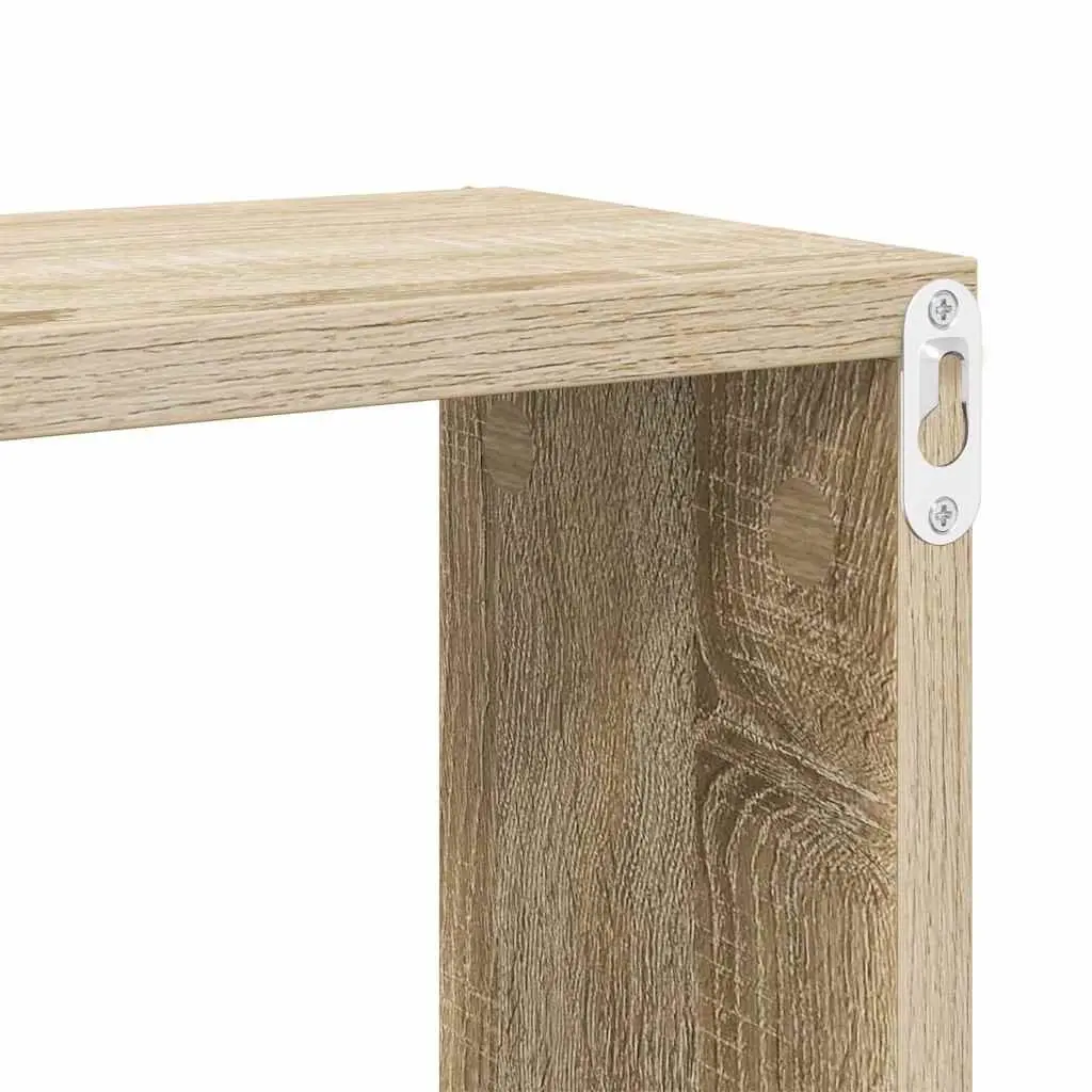 Wall Cube Shelves White Sonoma Oak Floating Storage Display Organizer 2 Pieces
