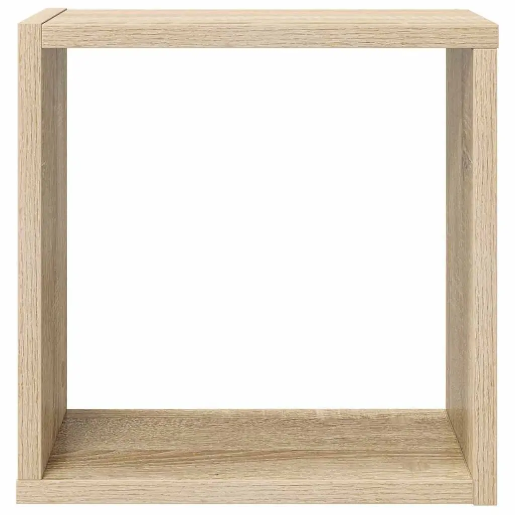 Wall Cube Shelves White Sonoma Oak Floating Storage Display Organizer 2 Pieces