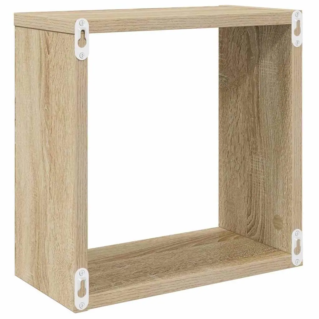 Wall Cube Shelves Set White Sonoma Oak Floating Storage Display Organizer 30 x 15 x 30 cm