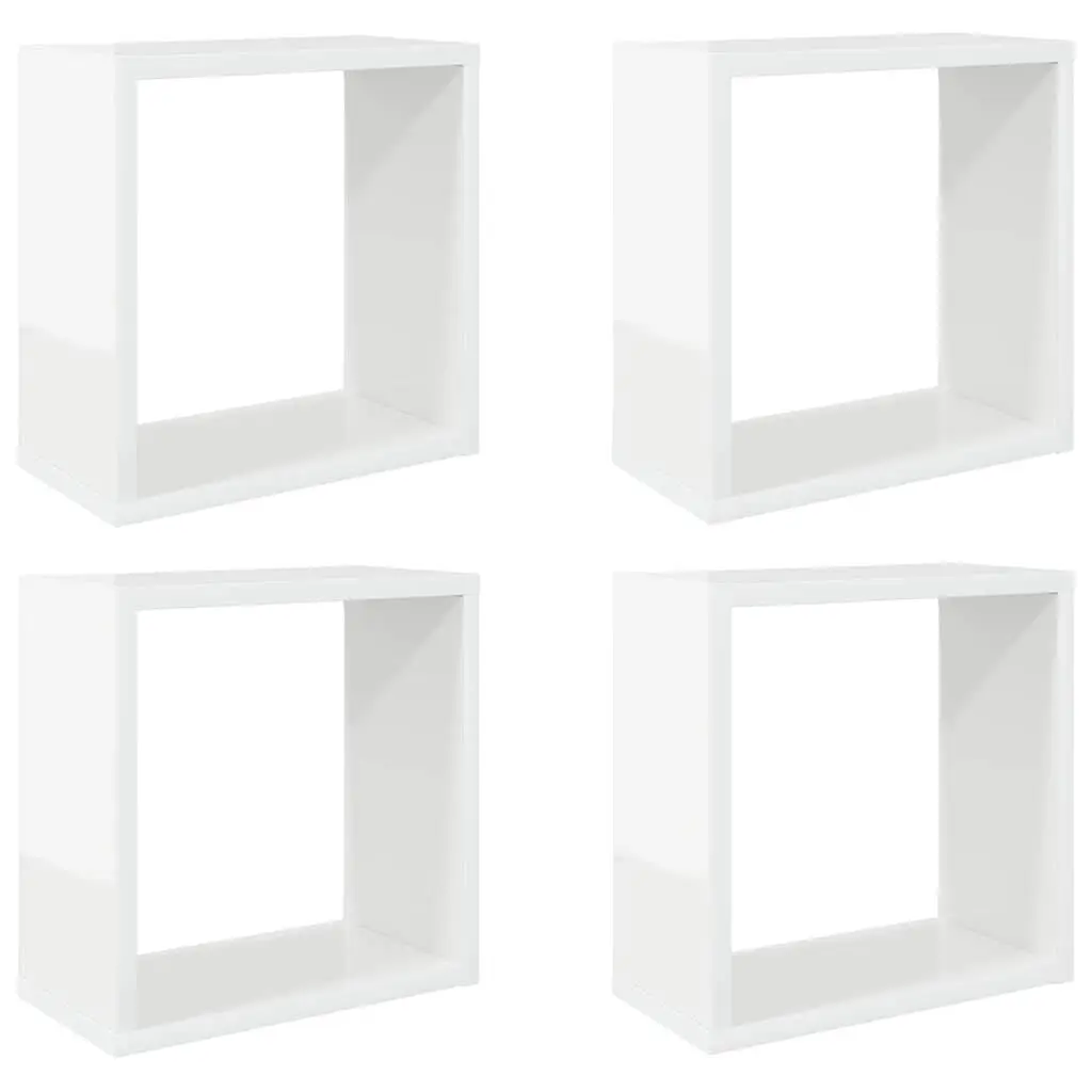 Wall Cube Shelves White Floating Storage Display Organizer 4 Pieces